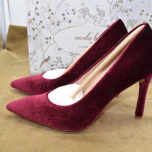 NEW NIB Antonio Melani Bonnie Heels Pumps 6 M Red Velvet Cabernet Nicola Bathie
